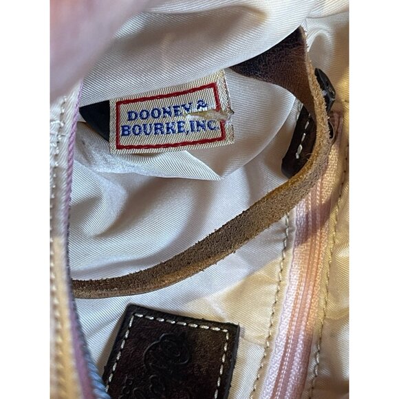 VTG Dooney & Bourke Wayfarer Baguette Shoulder Bag Ivory Nylon Brown Leather Y2K - Picture 8 of 14